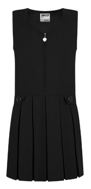 ZIP FRONT PINAFORE - BLACK, Skirts & Pinafores, Concordia