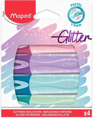 GLITTER PASTEL HIGHLIGHTERS 4, Stationery, Markers & Highlighters